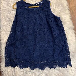 Navy Blue Lace Sleeveless Top- Isaac Mizrahi brand .  Size 2 x